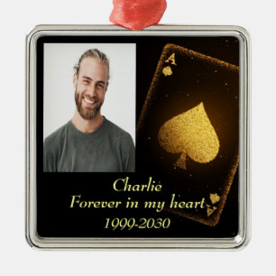 Ornamento De Metal Memorial de Fotografias Personalizadas para sempre