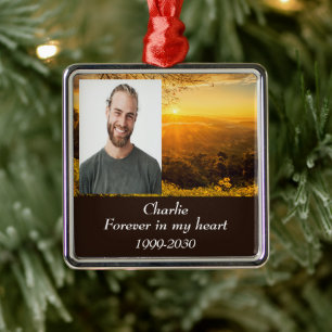 Ornamento De Metal Memorial de Fotografias Personalizadas para sempre