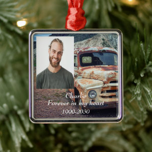 Ornamento De Metal Memorial de Fotografias Personalizadas para sempre