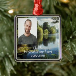 Ornamento De Metal Memorial de Fotografias Personalizadas para sempre