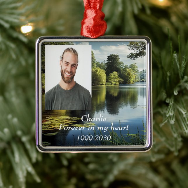 Ornamento De Metal Memorial de Fotografias Personalizadas para sempre (Árvore)