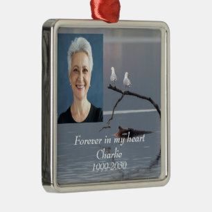 Ornamento De Metal Memorial de Fotografias Personalizadas para sempre