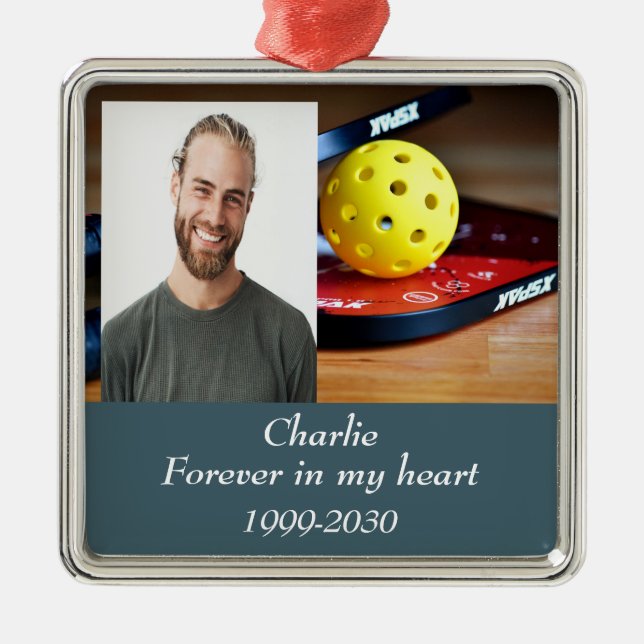 Ornamento De Metal Memorial de Fotografias Personalizadas para sempre (Frente)