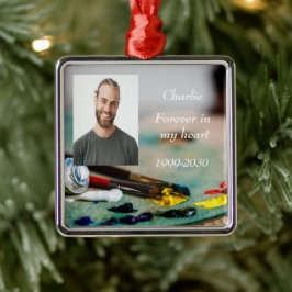 Ornamento De Metal Memorial de Fotografias Personalizadas para sempre