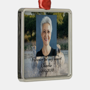Ornamento De Metal Memorial de Fotografias Personalizadas para sempre