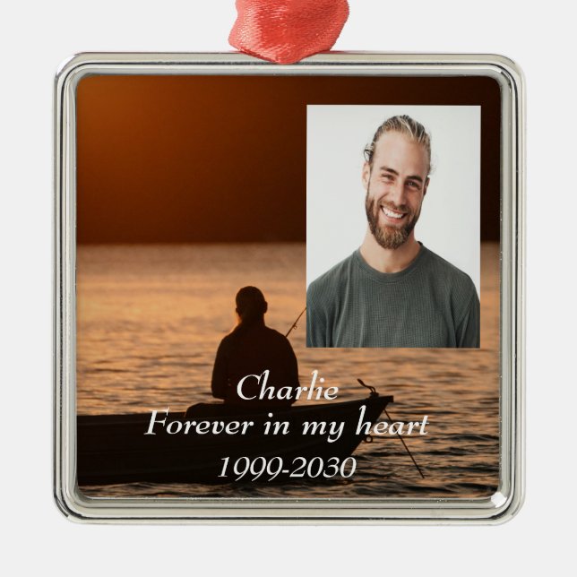 Ornamento De Metal Memorial de Fotografias Personalizadas para sempre (Frente)