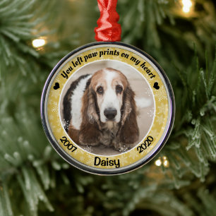 Ornamento De Metal Memorial Dourado de Cachorros Personalizado