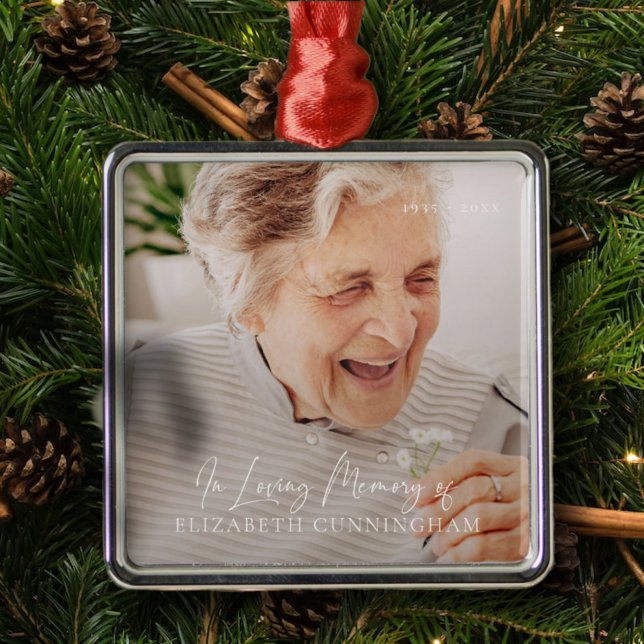 Ornamento De Metal Memorial Elegante Moderno de Memória Amante (Criador carregado)