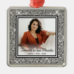 Ornamento De Metal Memorial Para Sempre em Nossos Corações Prata Bril