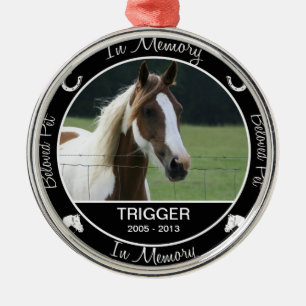 Ornamento De Metal Memorial - Perda de Cavalo - Foto/Nome Personaliza