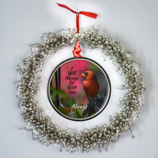 Ornamento De Metal Memorial Personalizado do Cardeal Vermelho (Criador carregado)