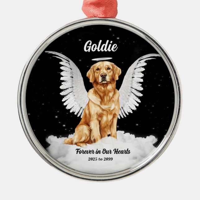 Ornamento De Metal Memórias de ouro Cão Anjo Gaurdiano (Frente)
