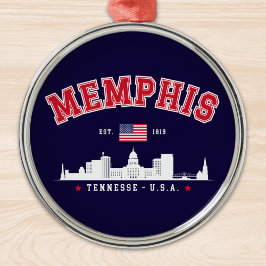 Ornamento De Metal "Memphis Tennessee – Skyline City
