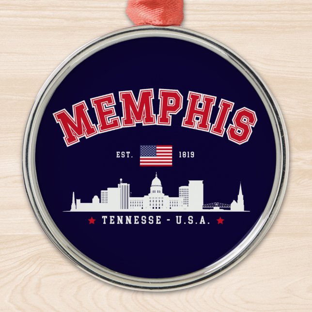 Ornamento De Metal "Memphis Tennessee – Skyline City (Criador carregado)