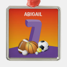 Menina Aniversário de 7 anos Bolas Esportivas