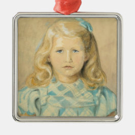 Ornamento De Metal Menina Bonita Com Cabelo Louro