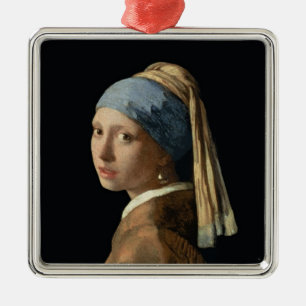 Ornamento De Metal Menina com um brinco da pérola, c.1665-6 (óleo e