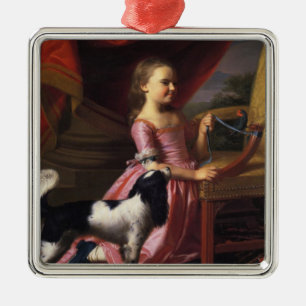 Ornamento De Metal Menina com um Pássaro e um Cachorro (John Singleto