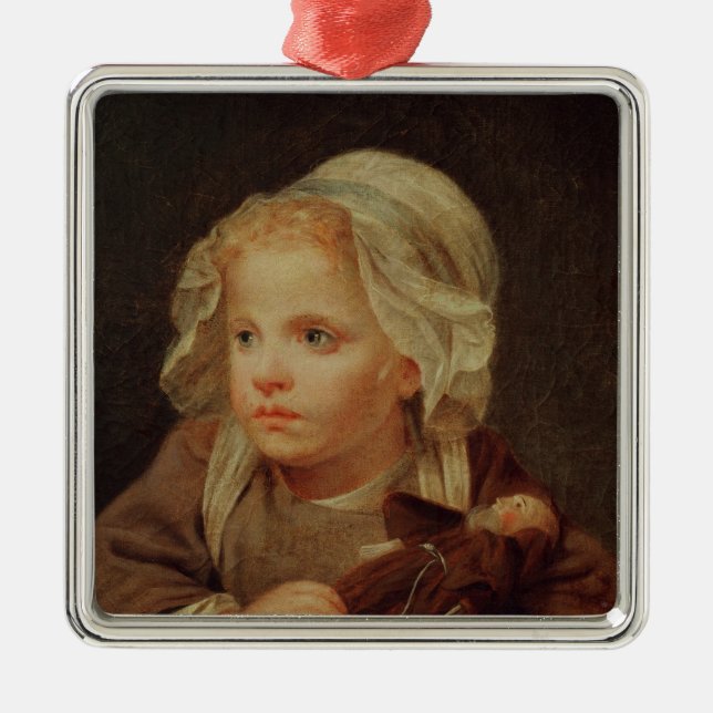 Ornamento De Metal Menina com uma boneca (Frente)