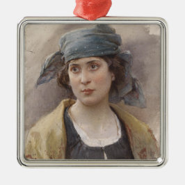 Ornamento De Metal Menina com véu verde (por Ludwig Passini)