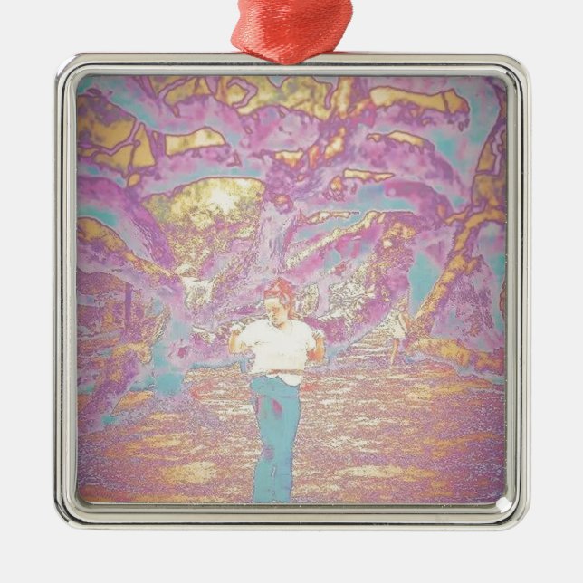 Ornamento De Metal Menina da aro no tecnicolor (Frente)