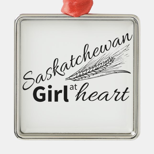 Ornamento De Metal Menina de Saskatchewan no coração (Frente)