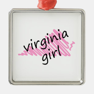 Ornamento De Metal Menina de Virgínia com o mapa Scribbled de
