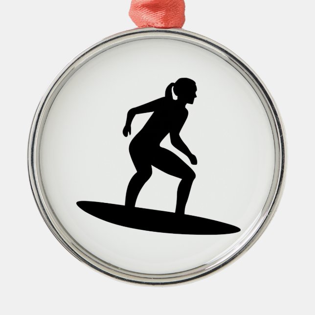 Ornamento De Metal Menina do surfista (Frente)