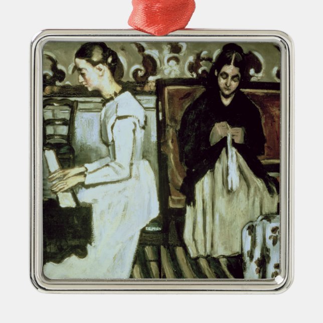 Ornamento De Metal Menina no piano, 1868-69 de Paul Cezanne | (Frente)