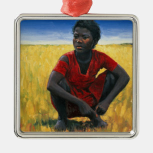 Ornamento De Metal Menina no vermelho 1992