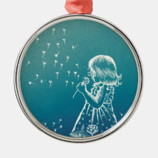 Ornamento De Metal Menina que funde em um dente-de-leão