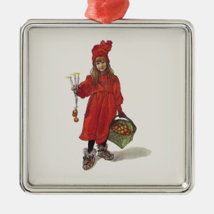 Ornamento De Metal Menina sueco pequena de Carl Larsson: Brita como