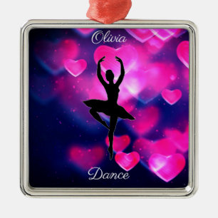Ornamento De Metal Meninas Dançam Corações Flutuantes Rosa e Púrp