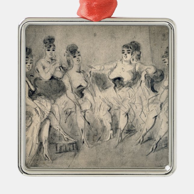 Ornamento De Metal Meninas em um burdel (Frente)