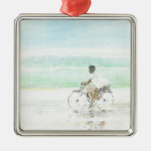 Ornamento De Metal Menino na bicicleta