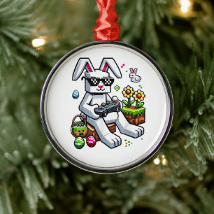 Ornamento De Metal Meninos Feliz Dia de Páscoa Coelho Ovo Video Game