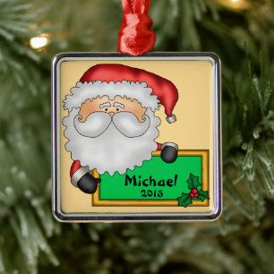 Ornamento De Metal Mensagem de Papai Noel personalizada