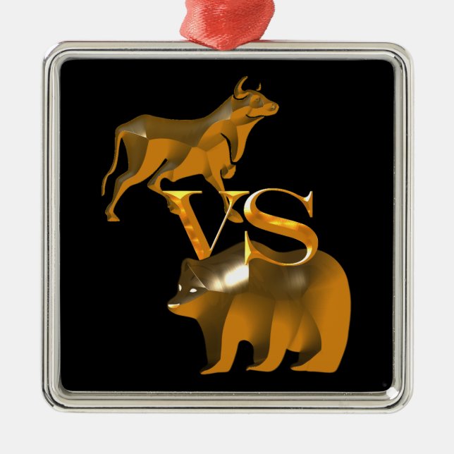 Ornamento De Metal Mercado Bull Vs Bear (Frente)