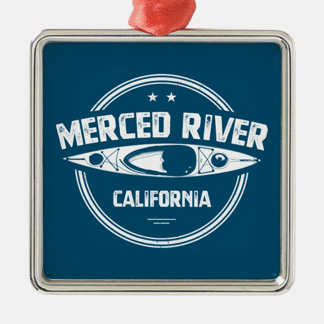 Ornamento De Metal Merced River California Kayaking (Frente)