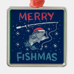 Ornamento De Metal Merry Fishmas Christmas Fishing
