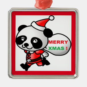 ORNAMENTO DE METAL "MERRY XMAS" PAPAIS NOEIS PANDA BEAR