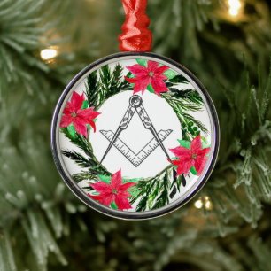 Ornamento De Metal Mestre Maçom Maçonaria Coroa de Natal Poinsettia 