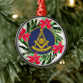 Ornamento De Metal Mestre Masonic Freemason Wreath Poinsettia