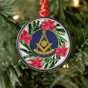 Ornamento De Metal Mestre Masonic Freemason Wreath Poinsettia