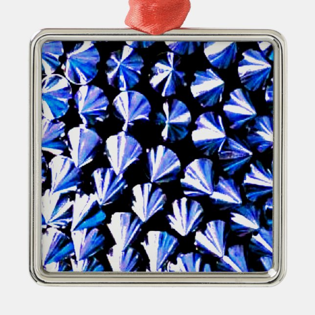 Ornamento De Metal Metal de Prata Azul com Penteado (Frente)