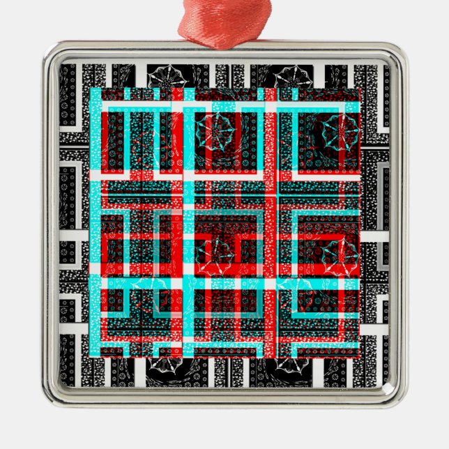 Ornamento De Metal Meu Design de Maze Quadrado (Frente)