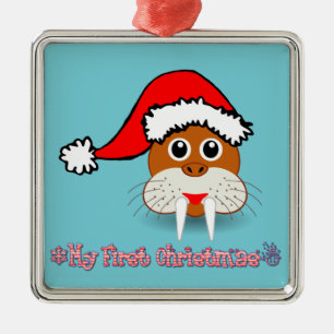 Ornamento De Metal Meu Primeiro Natal, Baby Walrus