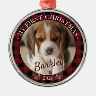 Ornamento De Metal Meu Primeiro Natal Cachorro Foto Personalizada 202