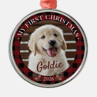 Ornamento De Metal Meu Primeiro Natal Cachorro Foto Personalizada 202