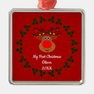 Ornamento De Metal "Meu Primeiro Natal" Decoração Cerâmica